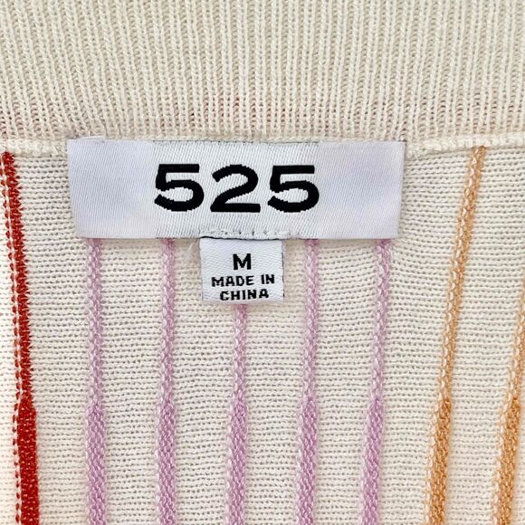 525 America | Striped Pleated Pull-on Midi Skirt | White/Sz M - Picture 3 of 9